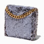 Furry Gray Gold-tone Chain Zip Around Wallet,
