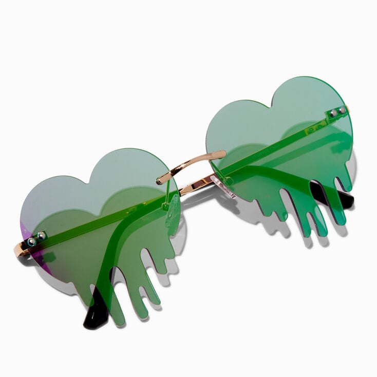 Green Ombre Drippy Heart Rim Sunglasses,