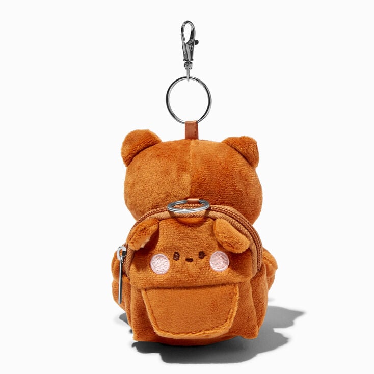 Brown Bear Furry Mini Backpack Keyring,