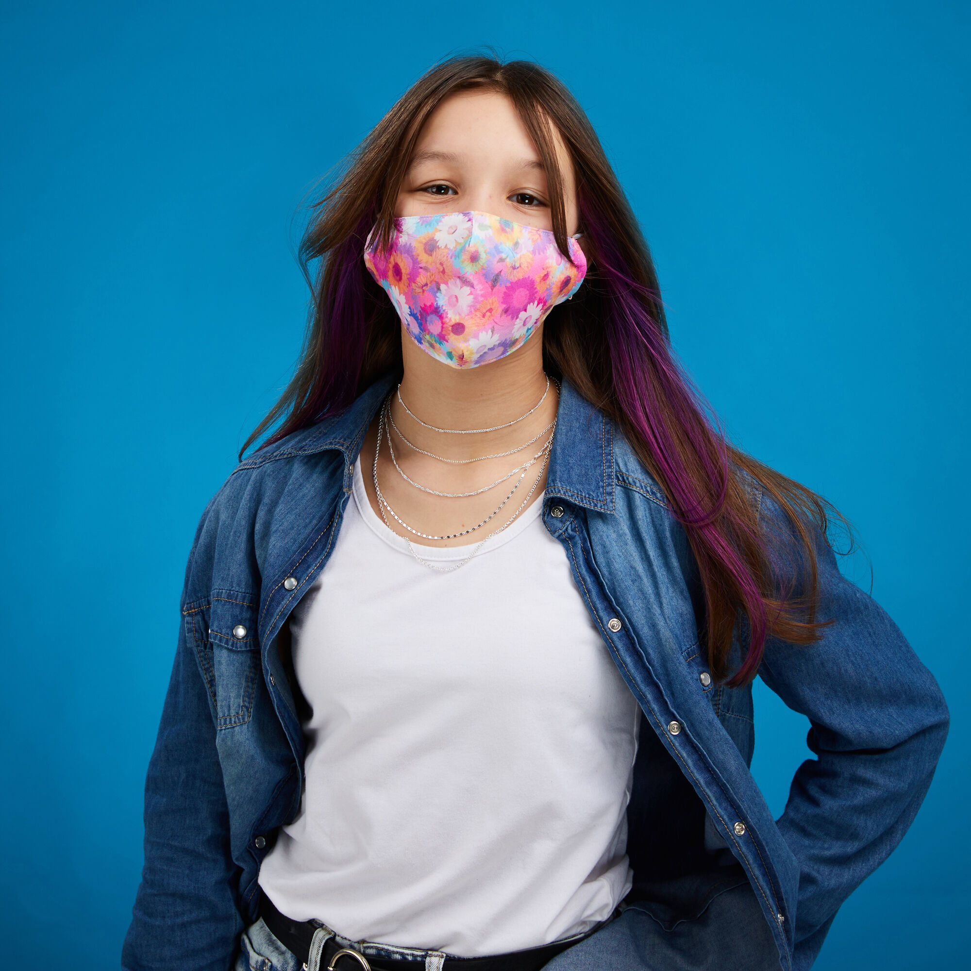 Cotton Rainbow Daisies Face Mask - Adult,