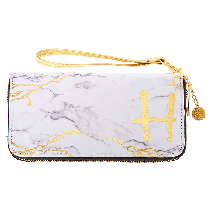 Marble Initial Wristlet - H,
