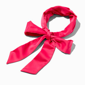 Hot Pink Bow Silky Bandana Headwrap,