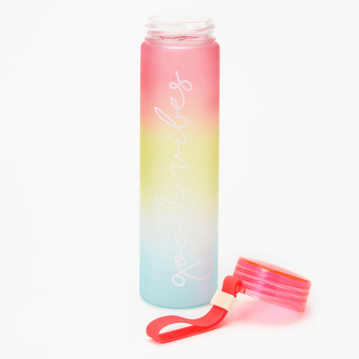 Good Vibes Rainbow Ombre Water Bottle,