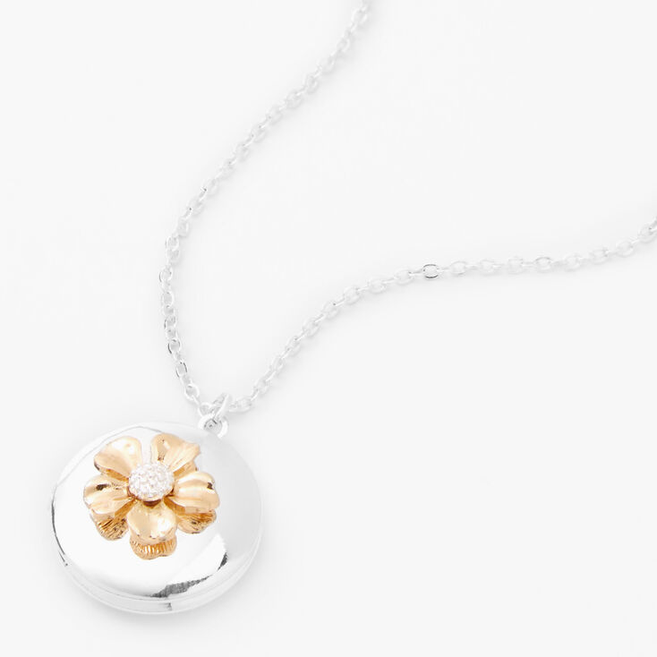 Silver Daisy Locket Pendant Necklace,