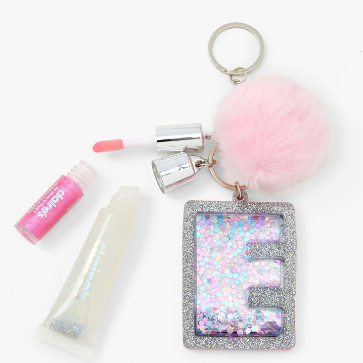 Initial Pink Lip Gloss Keychain - E,