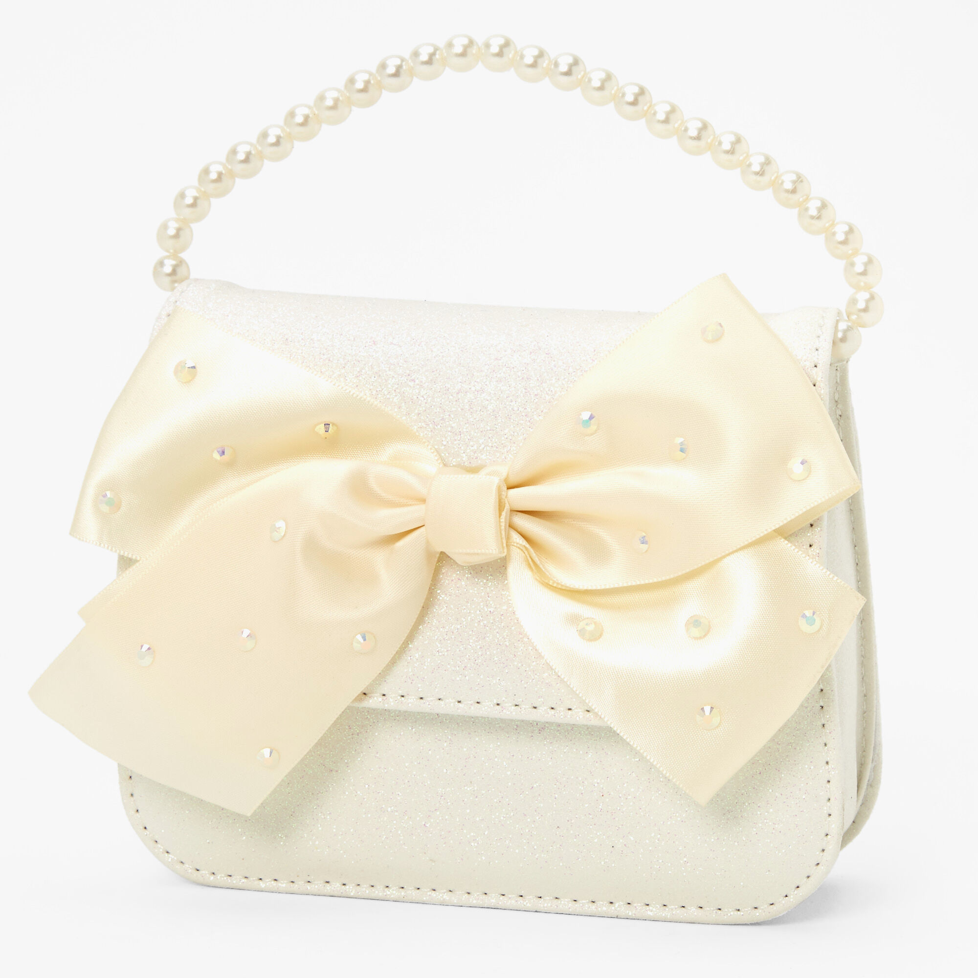 View Claires Club Special Occasion Big Bow Handbag Ivory information