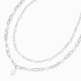 Silver Pearl Paperclip Necklace Set - 2 Pack,