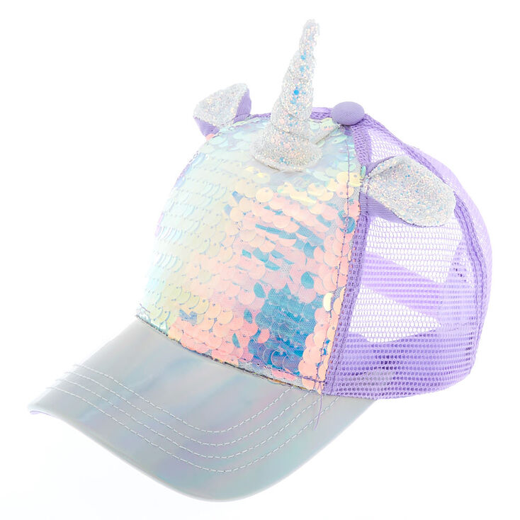 Holographic Unicorn Sequin Baseball Cap Claire S Us
