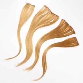 Extensions de cheveux synth&eacute;tiques &agrave; clip pour cheveux blond caramel - Lot de 4,