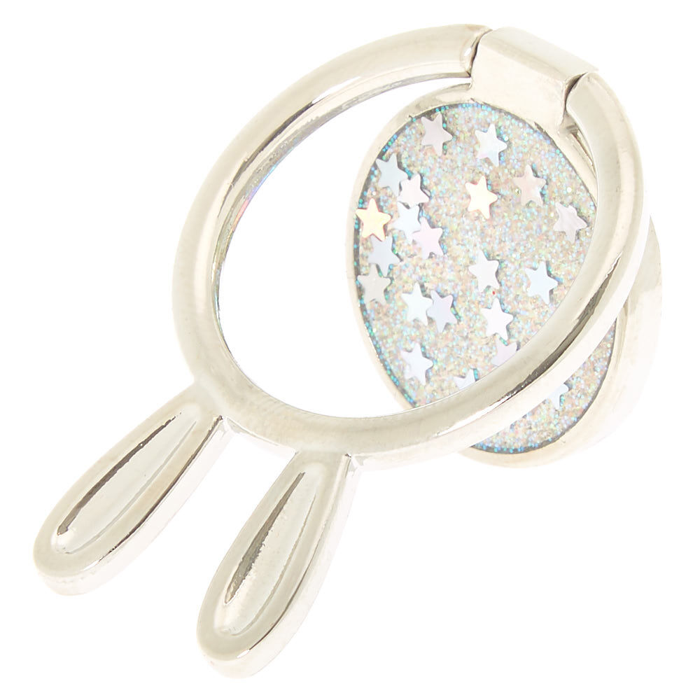 Silver Glitter Bunny Ring Stand,