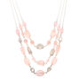 Silver Stone Bead Multi Strand Necklace - Pink,