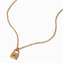 Gold-tone Mini Lock Pendant Necklace,
