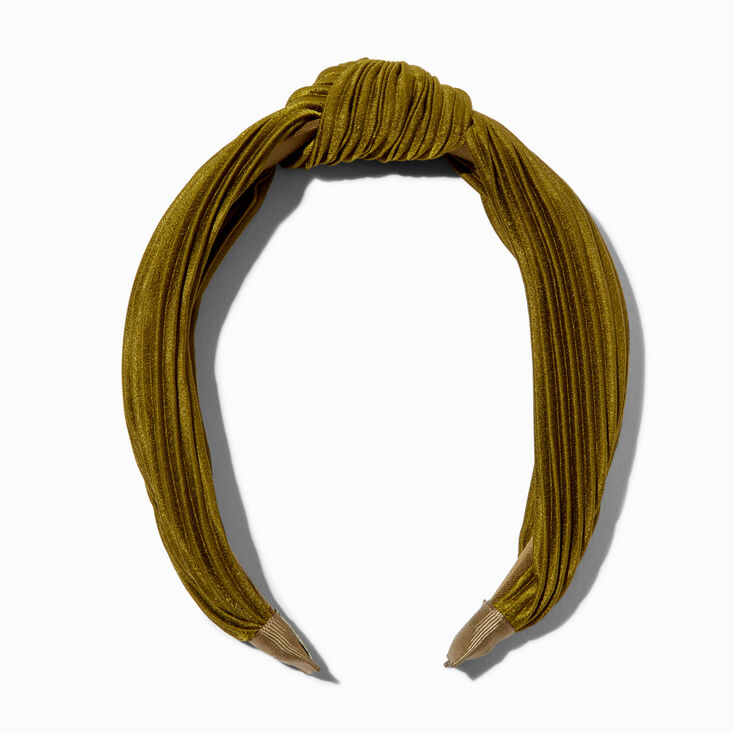 Olive Green Pleated Knotted Headband,