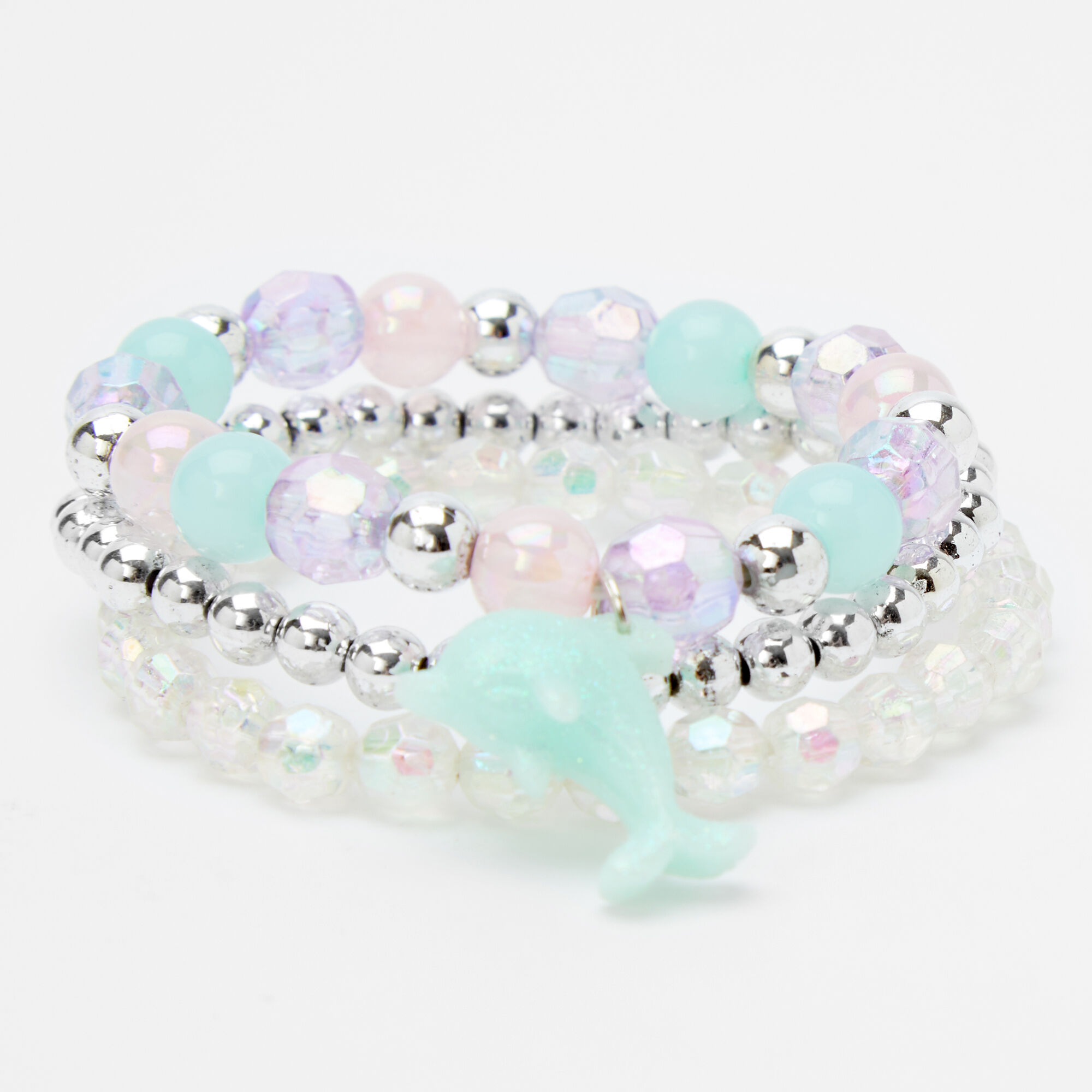 Claire's Club Dolphin Beaded Stretch Bracelets - 3 Pack,