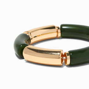 Bracelet &eacute;lastique perl&eacute; croissant vert et couleur dor&eacute;e,
