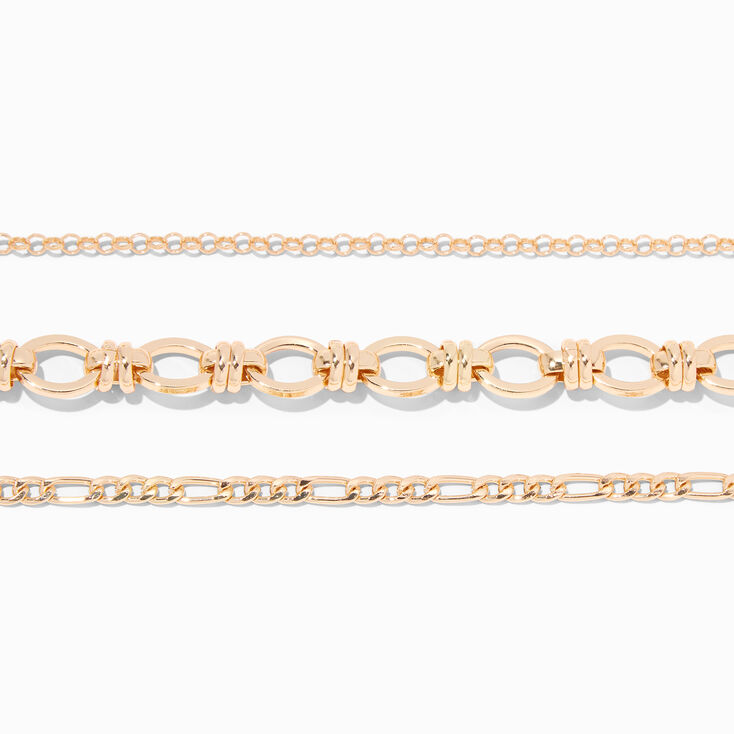 Gold Chain Link Bracelets - 3 Pack,