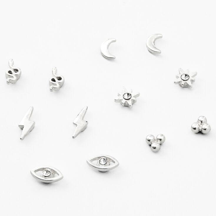 Silver Mystical Magnetic Stud Earrings - 6 Pack | Claire's