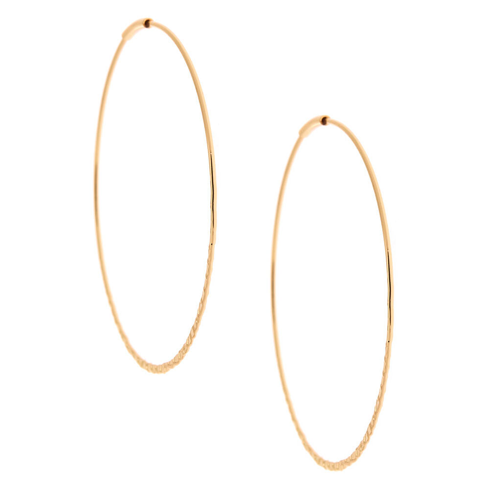 Gold 60MM Hammered Hoop Earrings,