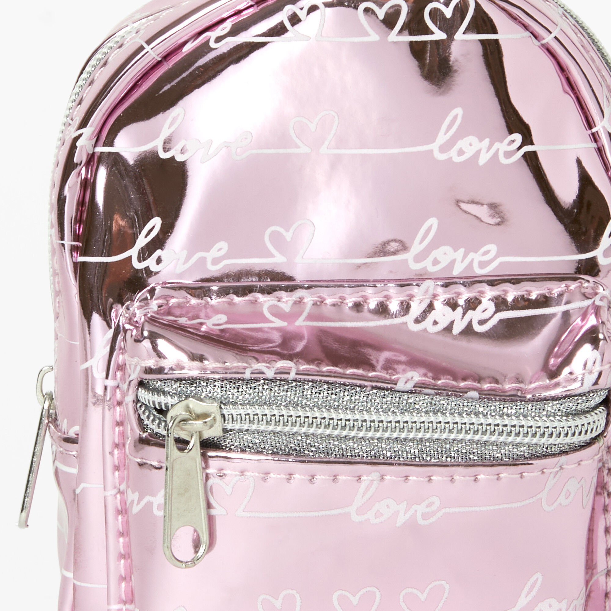 Metallic Love Script Mini Backpack Keychain,
