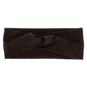 Black Wide Jersey Twisted Headwrap,