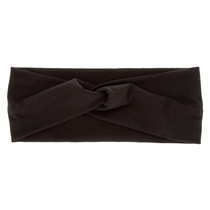 Black Wide Jersey Twisted Headwrap,