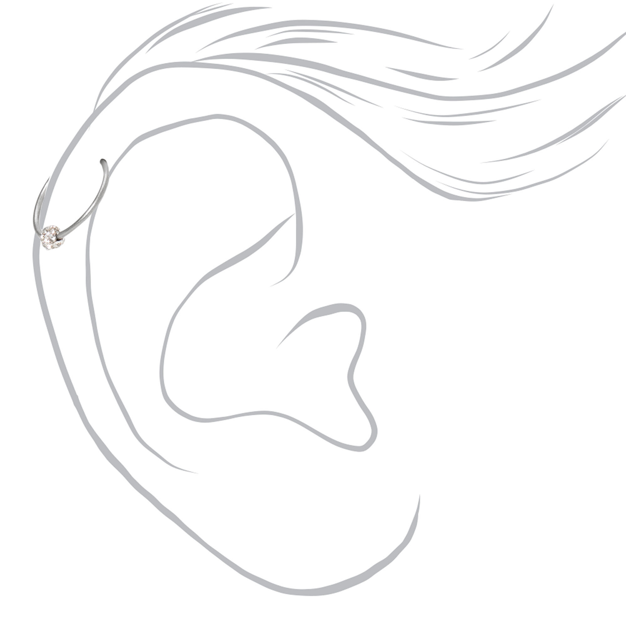 Silver Titanium 20G Fireball Wired Cartilage Earrings - 3 Pack,