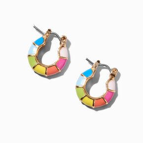 Rainbow Enamel Hoop Earrings,