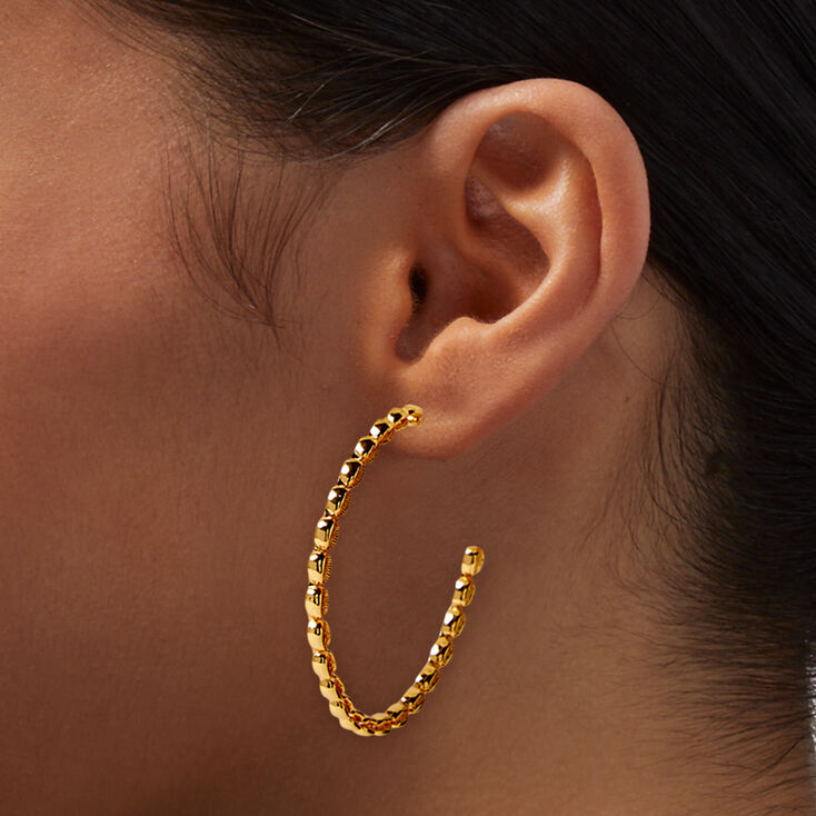 JAM + RICO x Claire&#39;s 18k Yellow Gold Plated Cowrie Seashell Hoop Earrings,