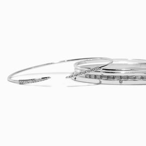 Silver-tone Glam Bangle Bracelets - 5 Pack ,