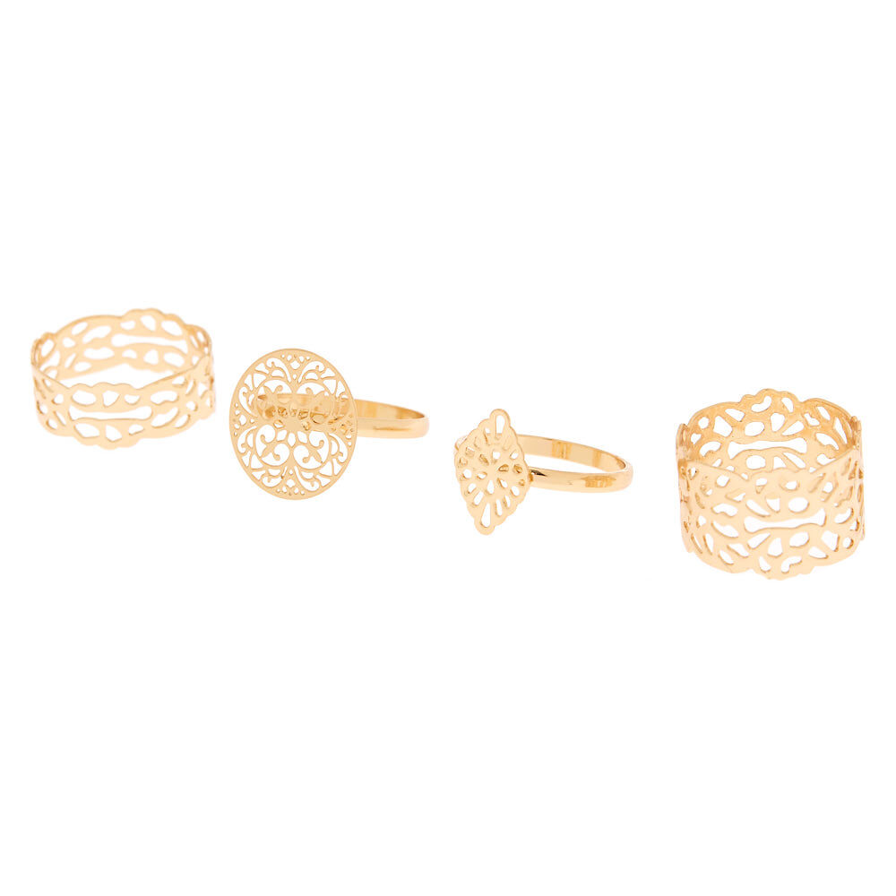Gold Filigree Rings - 4 Pack,