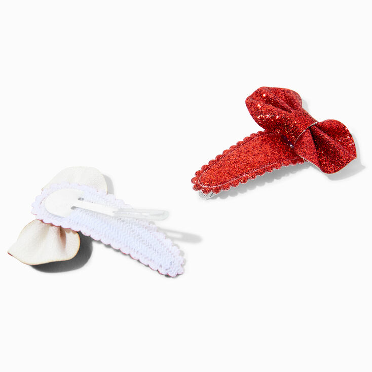 Claire&#39;s Club Glitter Bow Snap Hair Clips - 6 Pack,