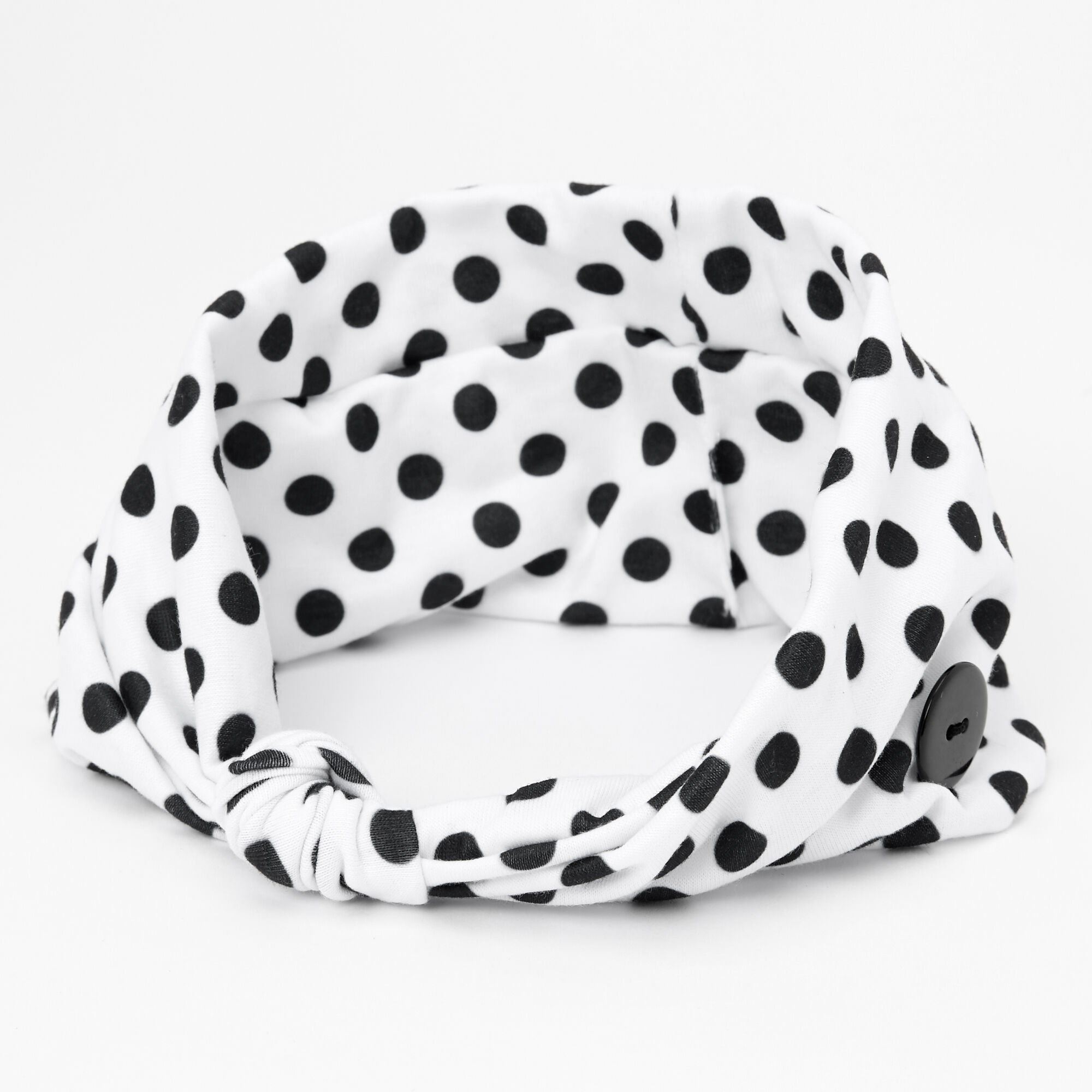 Claire's Club Polka Dot Button Headwrap,