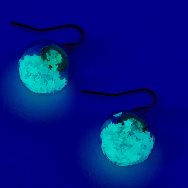 Gold 1&#39;&#39; Star Shaker Drop Earrings - Blue,