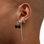 Silver-tone Black Bow Cup Chain Earring Stackables Set - 3 Pack,
