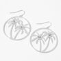 Silver Palm Tree Cutout 2&quot; Drop Earrings,