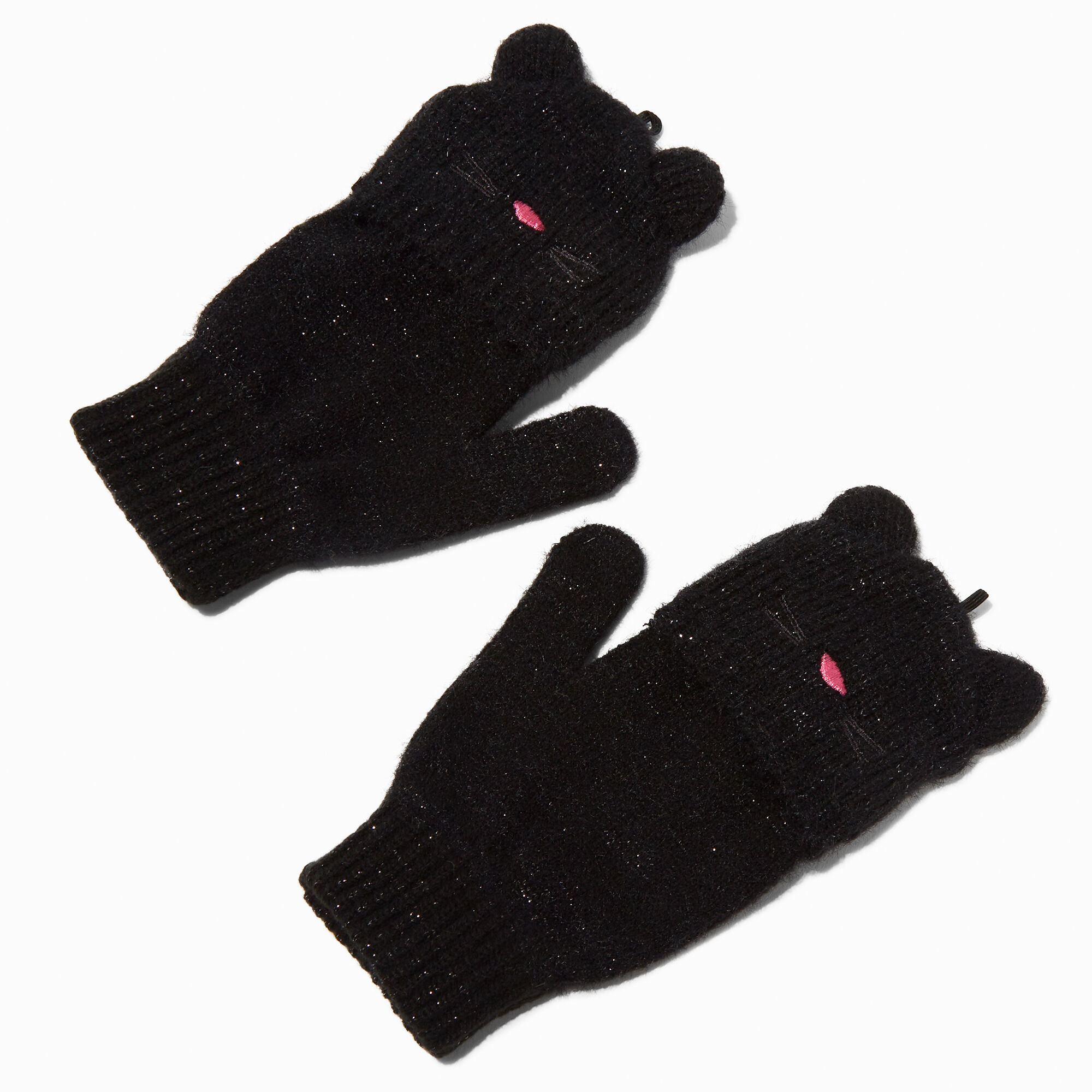 Claire's Club Black Cat Convertible Gloves,