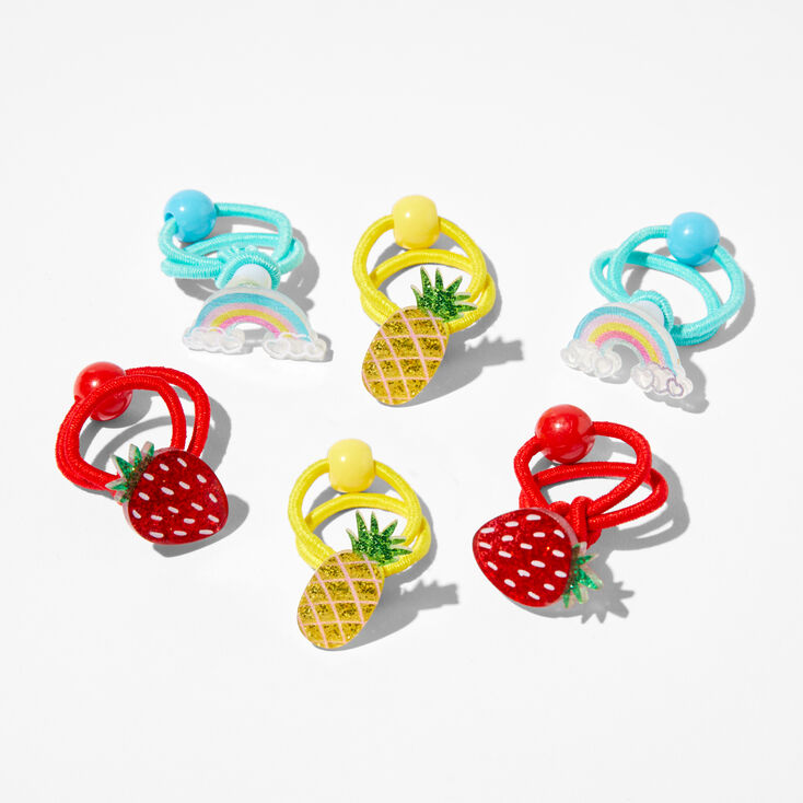 Claire&#39;s Club Glitter Fruit Acrylic Hair Ties - 6 Pack,