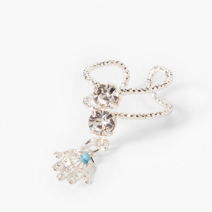 Silver Embellished High Five Ear Cuff,