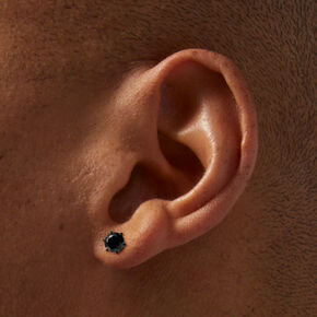 Black Titanium Cubic Zirconia 5MM Round Stud Earrings,
