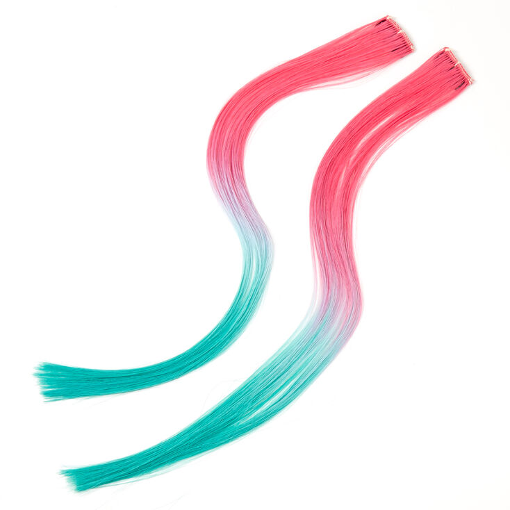 Sky Brown&trade; Turquoise &amp; Pink Ombre Faux Hair Clip In Extensions - 2 Pack,