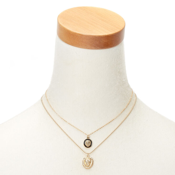 Gold Lion Pendant Necklaces - 2 Pack,