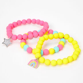 Claire&#39;s Club Rainbow Matte Beaded Stretch Bracelets &#40;3 Pack&#41;,