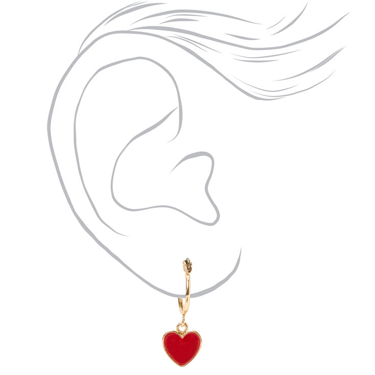 Gold Heart Stud &amp; Hoop Earrings - 6 Pack,
