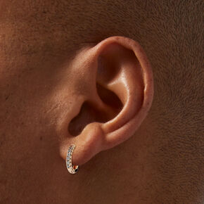 Rose Gold-tone Cubic Zirconia 10mm Hoop Earrings ,