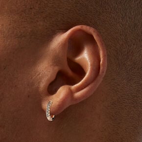 Rose Gold-tone 10MM Cubic Zirconia Hoop Earrings ,