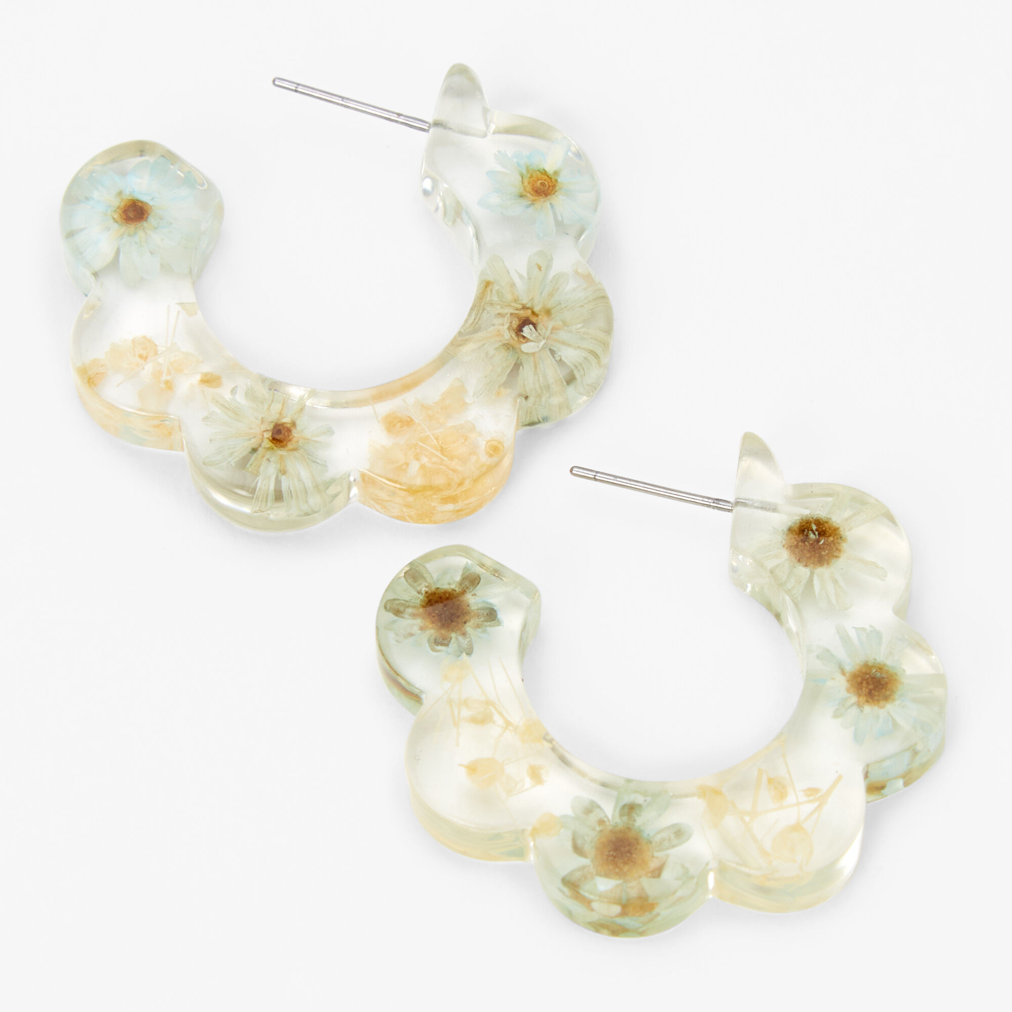 Blue resin new arrivals hoop earrings