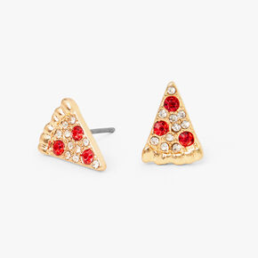 Red &amp; Gold Pizza Stud Earrings,