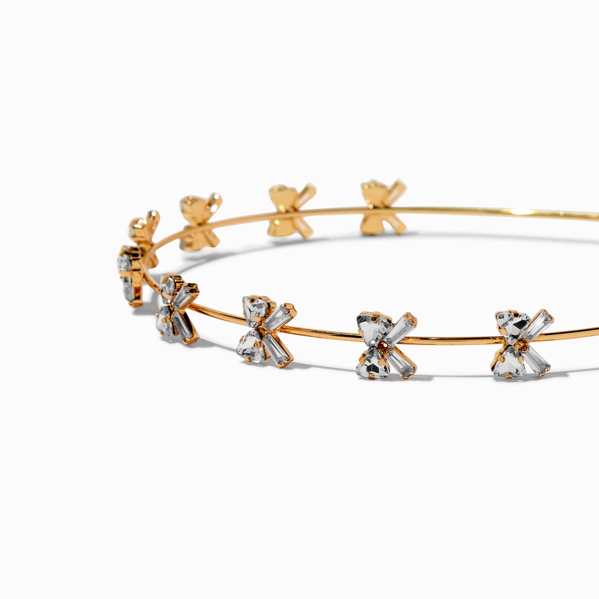 Gold-tone Rhinestone Bow Headband,