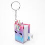 Glitter Rainbow Unicorn Mini Diary Keyring ,
