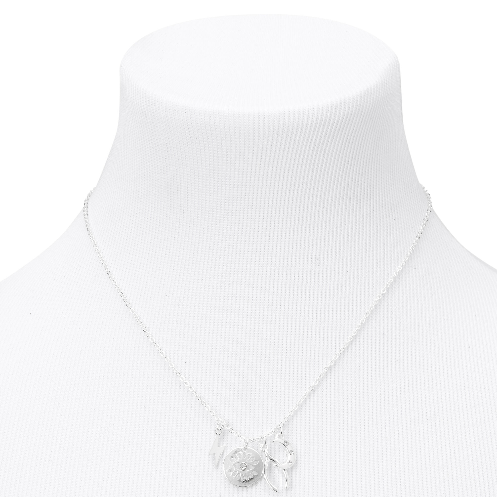 Silver Mystical Symbols Pendant Necklace,